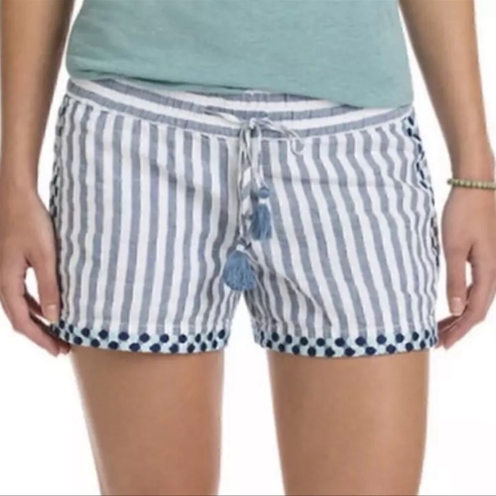 Vineyardvines Edging Stripe Linen Shorts - Moonshine M
